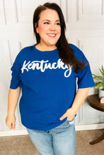 Load image into Gallery viewer, Be Proud Blue &quot;Kentucky&quot; Embroidery Pop Up Rib Knit Top
