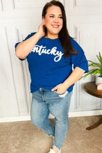 Load image into Gallery viewer, Be Proud Blue &quot;Kentucky&quot; Embroidery Pop Up Rib Knit Top
