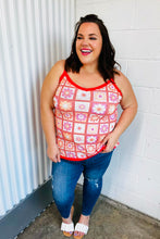 Load image into Gallery viewer, Coral Flower Power Waffle Knit Sleeveless Top
