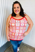 Load image into Gallery viewer, Coral Flower Power Waffle Knit Sleeveless Top

