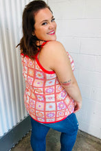 Load image into Gallery viewer, Coral Flower Power Waffle Knit Sleeveless Top
