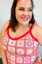 Load image into Gallery viewer, Coral Flower Power Waffle Knit Sleeveless Top
