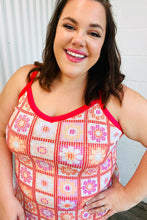 Load image into Gallery viewer, Coral Flower Power Waffle Knit Sleeveless Top
