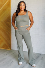 Load image into Gallery viewer, It&#39;s All About the Balance Twill Square Neck Crop Top in Dusty Olive
