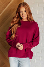 Load image into Gallery viewer, It's The Little Things Relaxed Scuba Pullover in Cabernet
