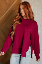 Load image into Gallery viewer, It's The Little Things Relaxed Scuba Pullover in Cabernet
