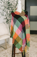 Load image into Gallery viewer, Keep Me Cozy Checkered Fringe Scarf in Berry

