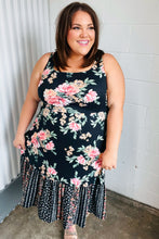 Load image into Gallery viewer, Black Floral Fit &amp; Flare Sleeveless Midi Dress
