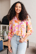 Load image into Gallery viewer, Lizzy Bell Sleeve Top in Pink and Gold Floral
