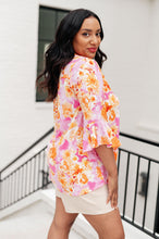 Load image into Gallery viewer, Lizzy Bell Sleeve Top in Pink and Gold Floral
