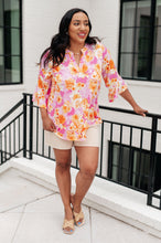 Load image into Gallery viewer, Lizzy Bell Sleeve Top in Pink and Gold Floral
