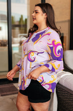 Load image into Gallery viewer, Lizzy Bell Sleeve Top in Regal Lavender and Gold
