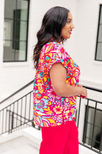 Load image into Gallery viewer, Lizzy Cap Sleeve Top Magenta and Pink Multi Floral
