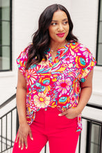 Load image into Gallery viewer, Lizzy Cap Sleeve Top Magenta and Pink Multi Floral
