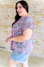 Load image into Gallery viewer, Lizzy Cap Sleeve Top in Charcoal and Pink Paisley
