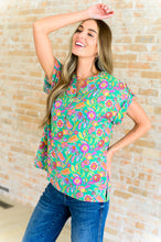 Load image into Gallery viewer, Lizzy Cap Sleeve Top in Emerald and Plum Floral Paisley
