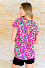 Load image into Gallery viewer, Lizzy Cap Sleeve Top in Fuchsia and Green Floral Paisley
