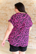 Load image into Gallery viewer, Lizzy Cap Sleeve Top in Pink and Black Zebra
