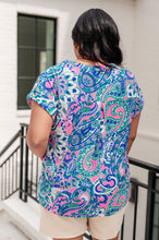 Load image into Gallery viewer, Lizzy Cap Sleeve Top in Pink and Jade Paisley Mix
