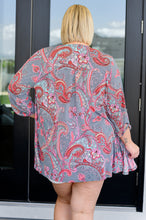 Load image into Gallery viewer, Lizzy Cardigan in Grey and Coral Paisley
