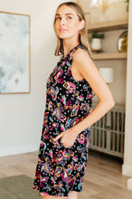 Load image into Gallery viewer, Lizzy Tank Dress in Black and Pink Paisley
