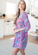 Load image into Gallery viewer, Lizzy Dress in Purple and Aqua Paisley
