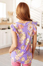 Load image into Gallery viewer, Lizzy Flutter Sleeve Top in Lavender French Floral
