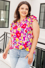 Load image into Gallery viewer, Lizzy Flutter Sleeve Top in Magenta and Yellow Floral
