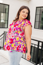 Load image into Gallery viewer, Lizzy Flutter Sleeve Top in Magenta and Yellow Floral
