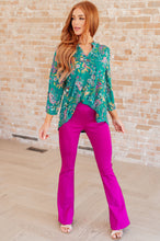 Load image into Gallery viewer, Lizzy Top in Emerald and Purple Paisley
