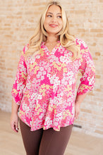 Load image into Gallery viewer, Lizzy Top in Hot Pink and Bubblegum Pink Ditsy Floral
