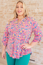 Load image into Gallery viewer, Lizzy Top in Hot Pink and Turquoise Ditsy Floral
