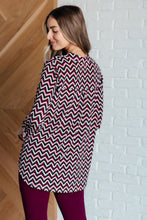 Load image into Gallery viewer, Lizzy Top in Magenta and Black Chevron
