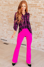 Load image into Gallery viewer, Lizzy Top in Navy and Hot Pink Damask
