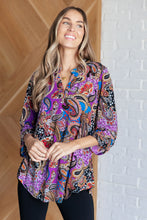 Load image into Gallery viewer, Lizzy Top in Purple and Blue Paisley
