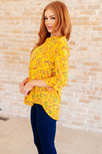 Load image into Gallery viewer, Lizzy Top in Yellow and Navy Paisley
