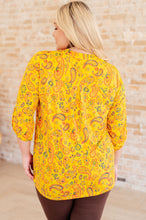 Load image into Gallery viewer, Lizzy Top in Yellow and Navy Paisley
