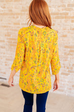 Load image into Gallery viewer, Lizzy Top in Yellow and Navy Paisley
