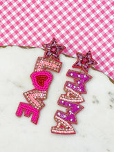 Load image into Gallery viewer, PREORDER: Love Mama Beaded Dangle Earrings in Pink
