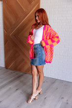 Load image into Gallery viewer, Noticed in Neon Checkered Cardigan in Pink and Orange
