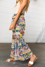 Load image into Gallery viewer, Emerald Boho Floral Smocked Waist Side Slit Palazzo Pants

