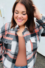 Load image into Gallery viewer, All On You Black &amp; Burnt Orange Flannel Button Down Shacket
