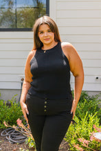 Load image into Gallery viewer, Previous Engagement Halter Neck Sweater Tank in Black
