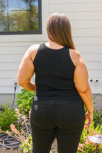 Load image into Gallery viewer, Previous Engagement Halter Neck Sweater Tank in Black
