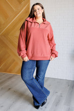 Load image into Gallery viewer, Quite the Impression Half Zip Pullover in Rust
