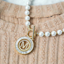 Load image into Gallery viewer, PREORDER: Pearl Chain Radiant Initial Necklace
