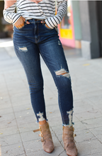 Load image into Gallery viewer, Distressed Denim High Rise Skinny Ankle Jeans
