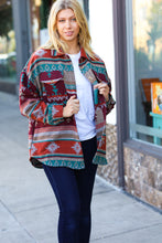 Load image into Gallery viewer, Aztec Flannel Textured Button Down Pocketed Shacket
