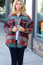 Load image into Gallery viewer, Aztec Flannel Textured Button Down Pocketed Shacket
