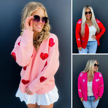 Load image into Gallery viewer, PREORDER: Be Mine Sequin Heart Cardigan in Three Colors
